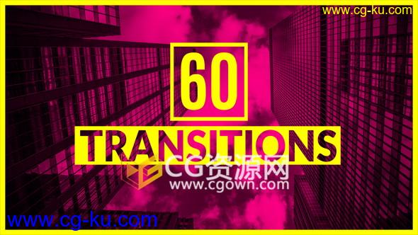 60图形动画视频转场时尚过渡Transitions工程-AE模板下载的图片1