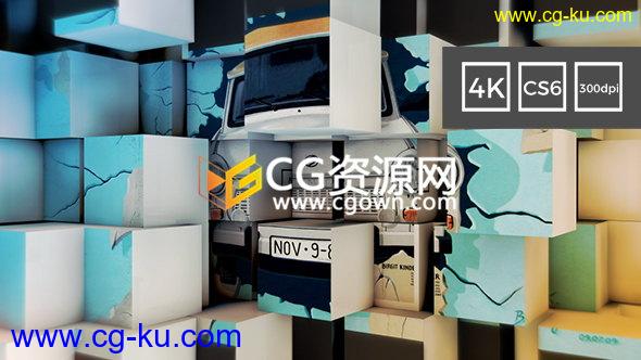4K分辨率3D立方体墙转场动画展示创意广告视频-AE模板的图片1