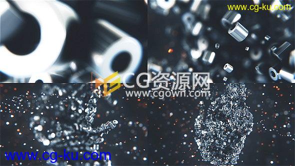 Element3D工程三维钢铁金属粒子汇聚3D标志片头LOGO动画-下载AE模板的图片1