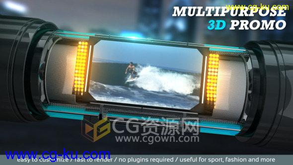 3D效果体育运动栏目包装橄榄球网球足球宣传片头-AE模板下载的图片1