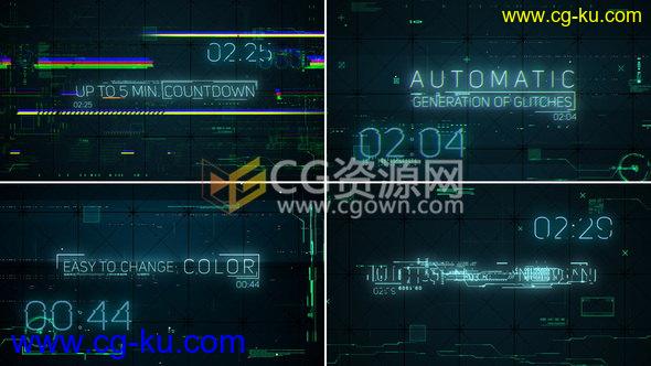 高科技数字代码失真故障文字标题倒计时动画介绍视频-AE模板下载的图片1