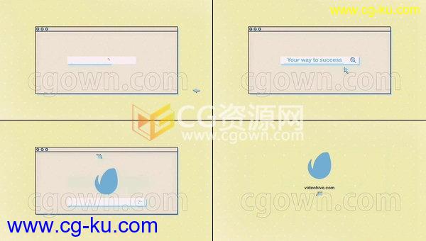 卡通风格搜索窗口社交媒体LOGO动画MG片头-AE模板下载的图片1