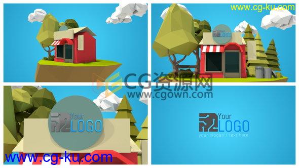 3D卡通低多边形购物零售商店标志LOGO视频片头-AE模板工程的图片1