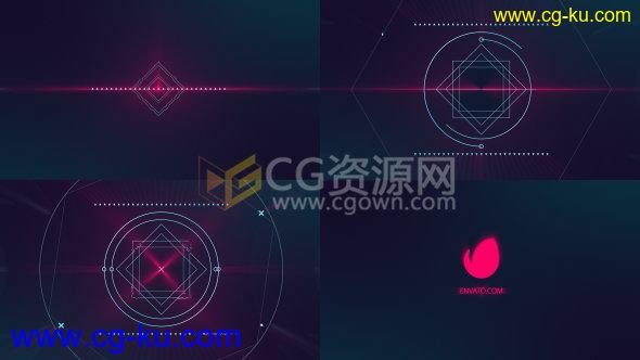 线条网络形状动画小故障扭曲玩家LOGO片头效果制作-AE模板工程的图片1