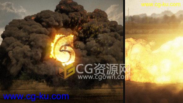 巨大核武器核导弹爆炸火焰烟雾冲击波动画演绎LOGO片头-AE模板工程的图片1