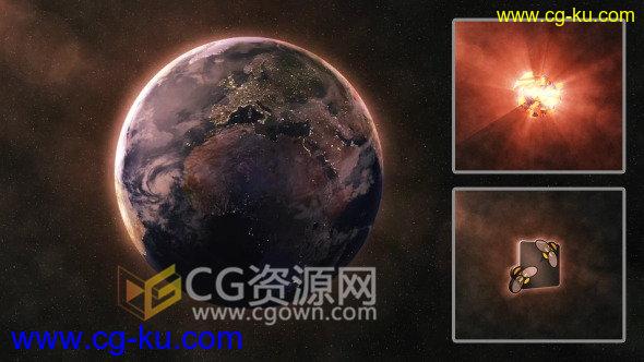 4k冲击波行星星球破碎毁灭冲击标志揭示LOGO片头-AE模板工程的图片1