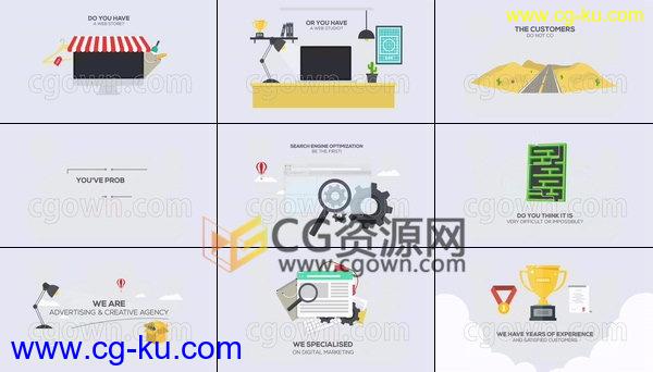 SEO解说网页营销模块化MG图形动画场景视频效果-AE模板工程的图片1