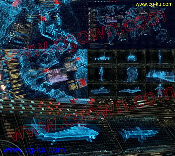 500组高科技感军事HUD信息图形UI/UX屏幕界面元素动画包-AE模板工程的图片1