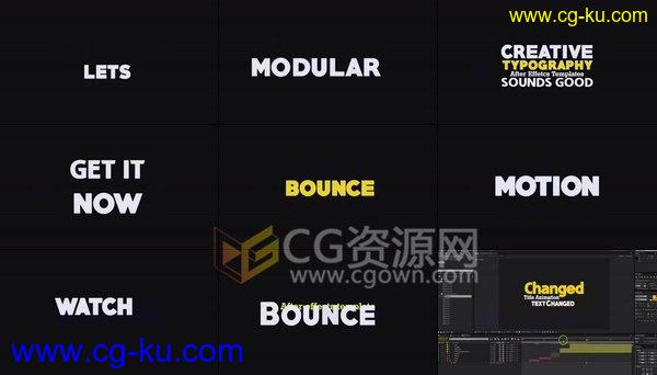 创意弹跳动画标题文字排版介绍字幕视频制作-AE模板下载的图片1