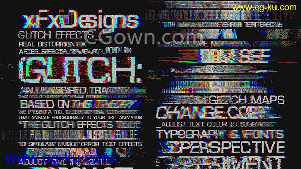 30组标题动画预设Glitch毛刺RGB分裂效果文本效果工程-AE模板下载的图片1