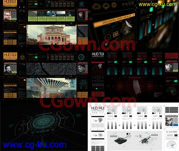 科技感信息图表HUD屏幕情报界面军事科幻间谍动画元素-AE模板下载的图片1