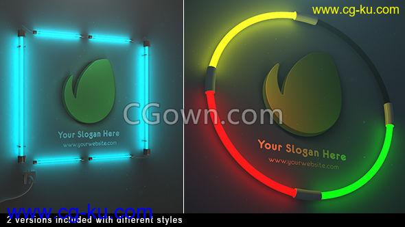 多彩发光二极管灯泡霓虹灯闪亮3D标志LOGO动画效果-AE模板下载的图片1