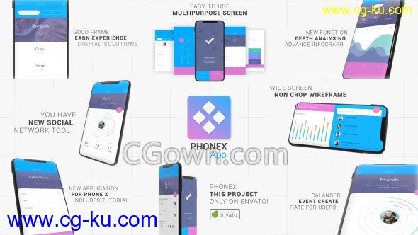 iPhoneXs应用App推广商业广告视频手机多屏幕UI设计界面动画-AE模板下载的图片1