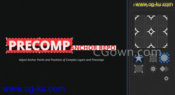 Precomp Anchor Repo v1.0 AE脚本图层锚点中心点位置快速定位工具下载的图片1