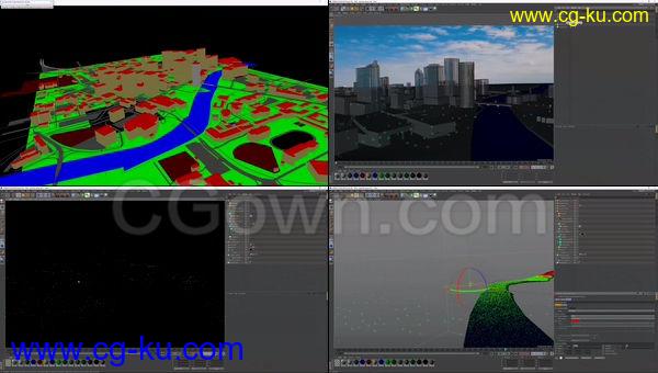 X-Particles粒子插件制作抽象粒子城市场景C4D教程的图片1