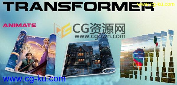 Transformer v2.06 AE脚本制作3D透视扭曲变形卷轴照片视频墙的图片1