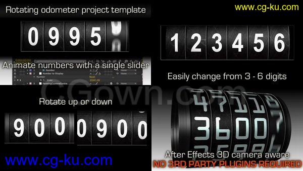 里程表式计数器三维气缸展示倒计时翻转数字动画-AE模板下载的图片1