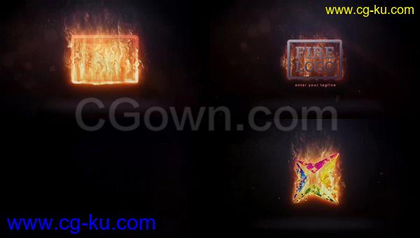 3D火焰燃烧金属标志烟雾火花余烬演绎LOGO片头动画-AE模板下载的图片1