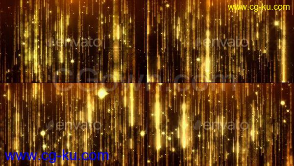 4K分辨率豪华黄金粒子循环飞行下降金色闪光包装背景视频-AE模板下载的图片1