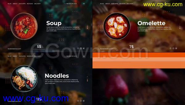 美食介绍餐饮网站宣传餐厅动态促销展示包装视频-AE模板下载的图片1
