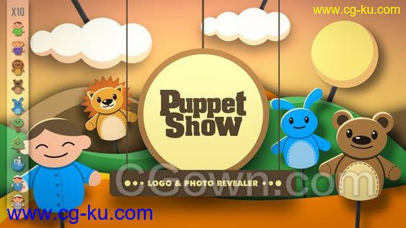 3D木偶秀卡通表演有趣动物孩童标志照片探宝器动画片头-AE模板下载的图片1