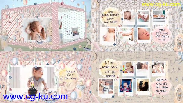 4k可爱温暖人心的婴儿主题幻灯片美丽手绘水彩画插图相册的图片1