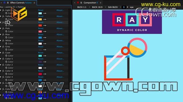 Ray Dynamic Color v2.5.8 AE脚本下载安装MG智能色彩搭配工具的图片1