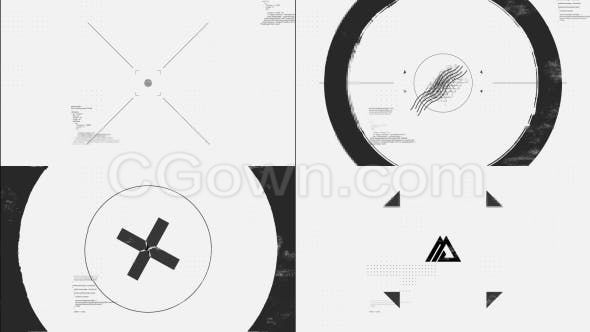 黑白图形交叉圆圈形状演绎快速故障效果电视频道包装开场片头-AE模板的图片1