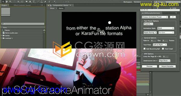 pt_SSAKaraokeAnimator v3.22 AE脚本制作拉卡拉OK滚动歌词字幕动画效果的图片1