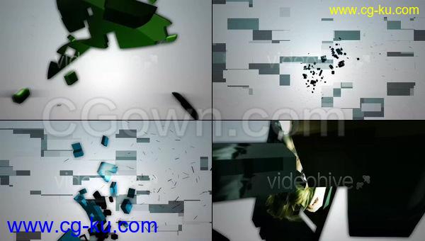 3D碎块光面质感商务标志演示LOGO动画-AE模板下载的图片1