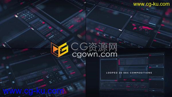 科技感HUD用户UI界面屏幕技术信息元素图形动画带.ai文件-AE模板下载的图片1