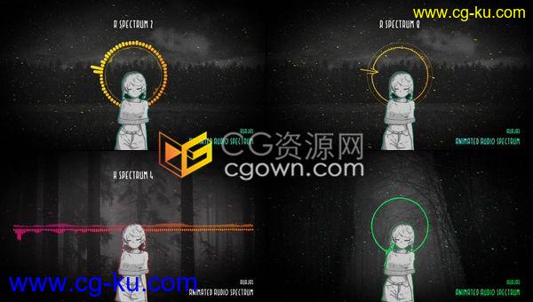 音频音乐频谱均衡器可视化动画动漫风格视频制作-AE模板下载的图片1