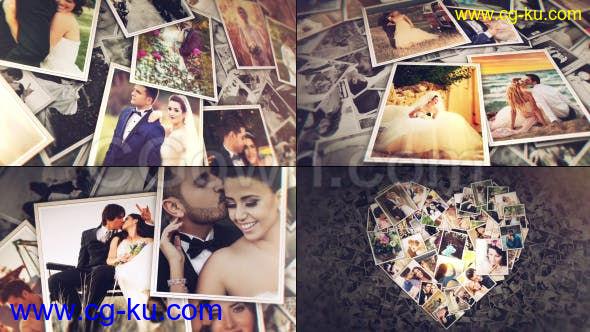 黑白照片背景彩色相片叠加照片墙展示浪漫婚礼美好回忆相册-AE模板下载的图片1