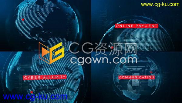 创新技术5G网络全球信息科技网站地球背景科研活动介绍文字标题开场视频-AE模板的图片1