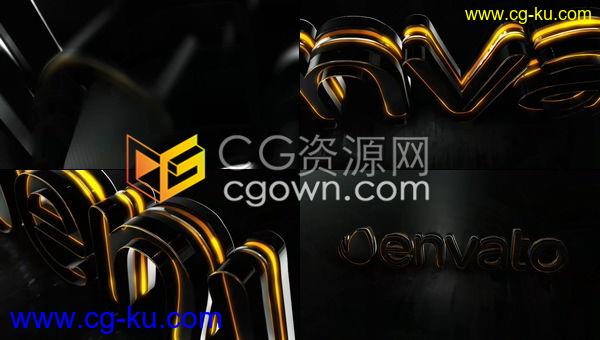 E3D制作企业大气黑色质感发光亮面反射三维标志LOGO动画-AE模板下载的图片1