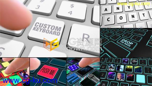 109个预渲染键盘键可自定义内容手指点击3D打字效果产品宣传-AE模板的图片1