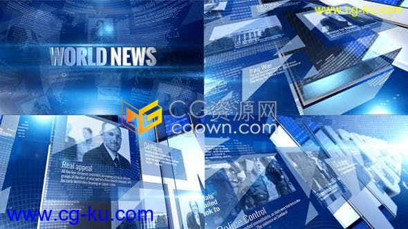 3D环球新闻世界经济体育直播广播电视天气栏目包装片头-AE模板下载的图片1