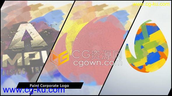2种效果手绘绘图油漆笔刷动画展示企业LOGO效果视频片头-AE模板下载的图片1