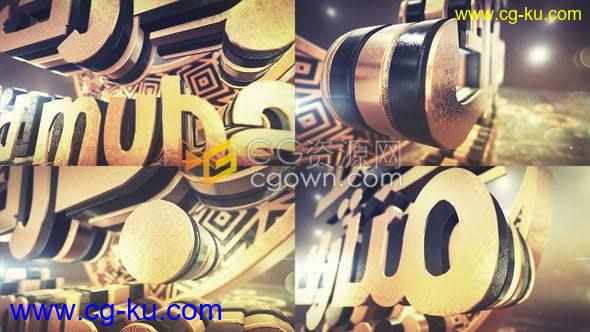 黄金色三维金属纹理LOGO动画奢侈品片头视频E3D制作-AE模板下载的图片1