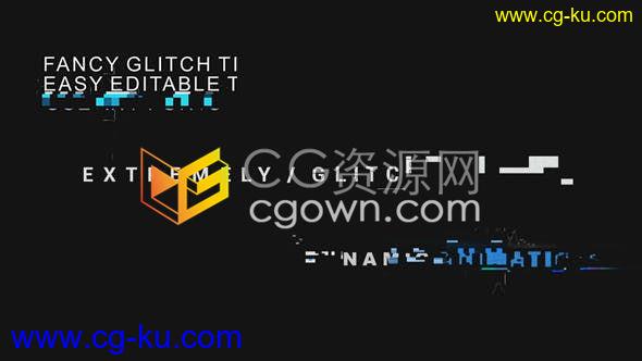 AE模板-4K故障特效文字标题数字概念电影宣传标题动画含音效的图片1