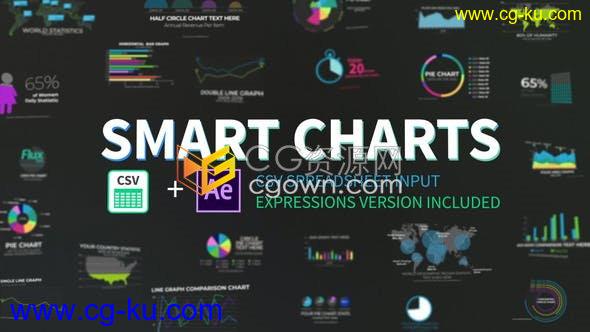 直接表格导入生成Infographics信息数据动画带24种图表效果-AE模板下载的图片1