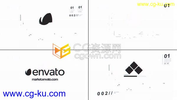 AE模板-抽象技术背景高科技故障效果Glitch显示计算机网格科技公司LOGO片头的图片1