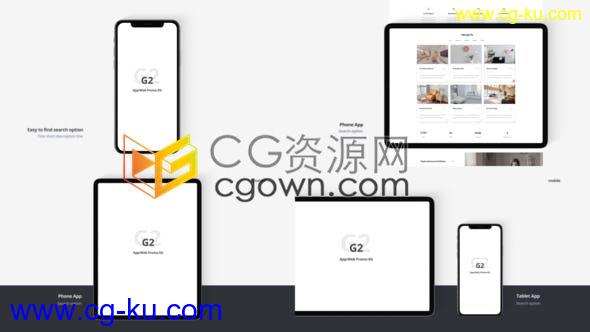 结合iPhone XS和iPad Pro实体模型产品组合展示应用程序网站演示工具包-AE模板的图片1