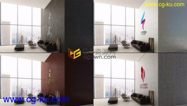 企业大楼大堂室内墙壁贴LOGO展示动画可改背景砖效果-免费AE模板的图片1