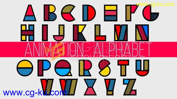 创意彩色图形设计英文字体26个字母表动画视频效果标题-免费AE模板的图片1
