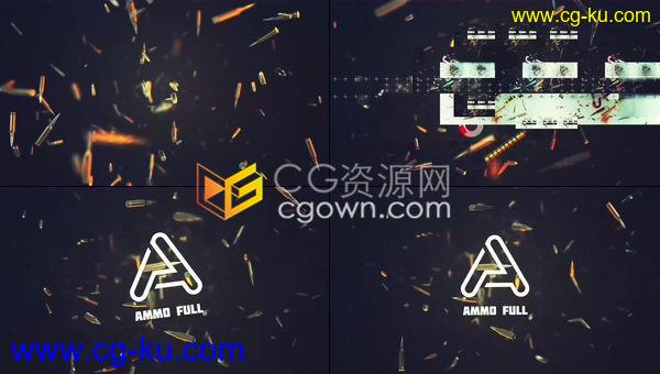 4K电影视频游戏暗黑风格大量漂浮的子弹演绎LOGO标志片头-AE模板的图片1