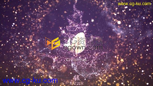 4K闪光魔法粒子背景黄金标志LOGO节日片头圣诞新年金色标题动画-AE模板的图片1