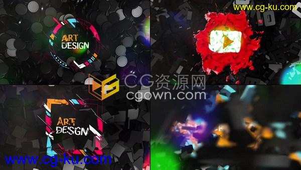 创意落下形状正方形星形3D投影LOGO效果视频片头动画制作-AE模板下载的图片1