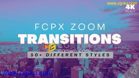 FCPX插件50种不同风格变焦3D故障转场可用制作抖音小视频特效效果的图片1
