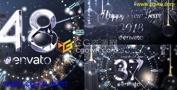 魔法粒子节日庆祝活动优雅钻石时钟新年倒计时-AE模板下载的图片1